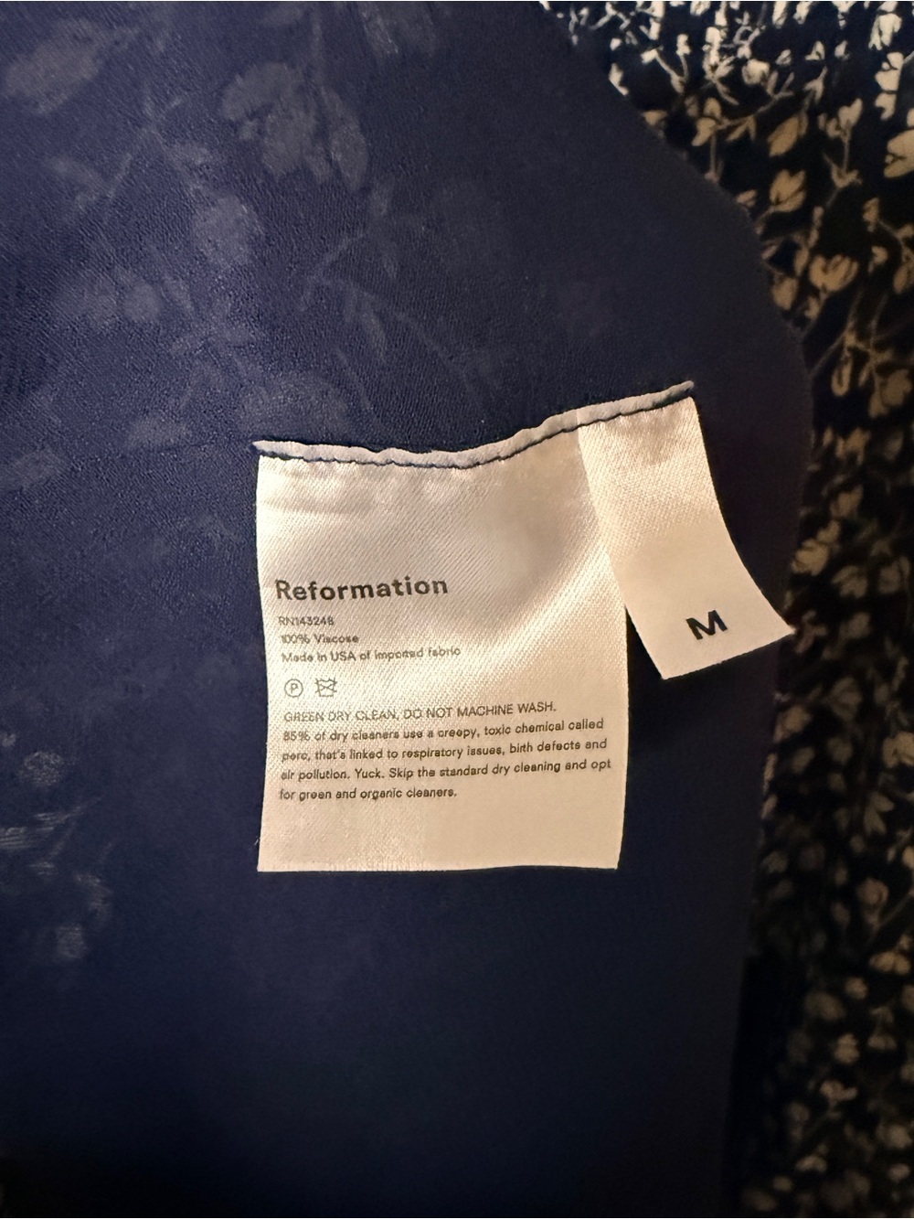 Reformation Navy and White Floral Smocked Midi Dress - Picture 6 of 7